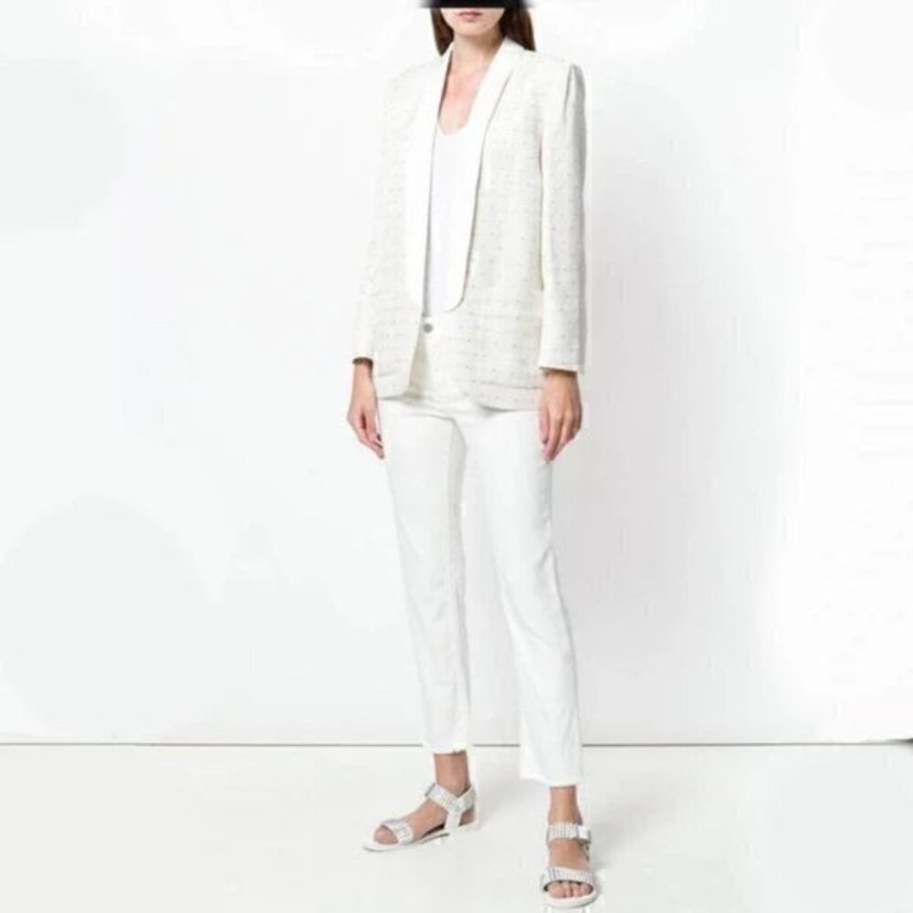 Zadig & Voltaire Verdun Jac Star White & Gold Blazer Tuxedo Jacket Size 36